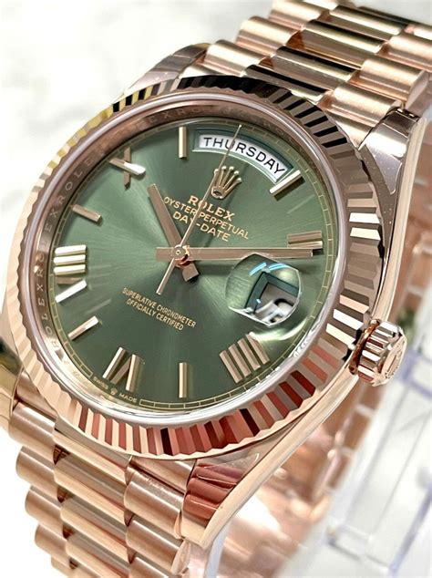 rolex day date rose gold white dial|Rolex daydate 40 olive dial.